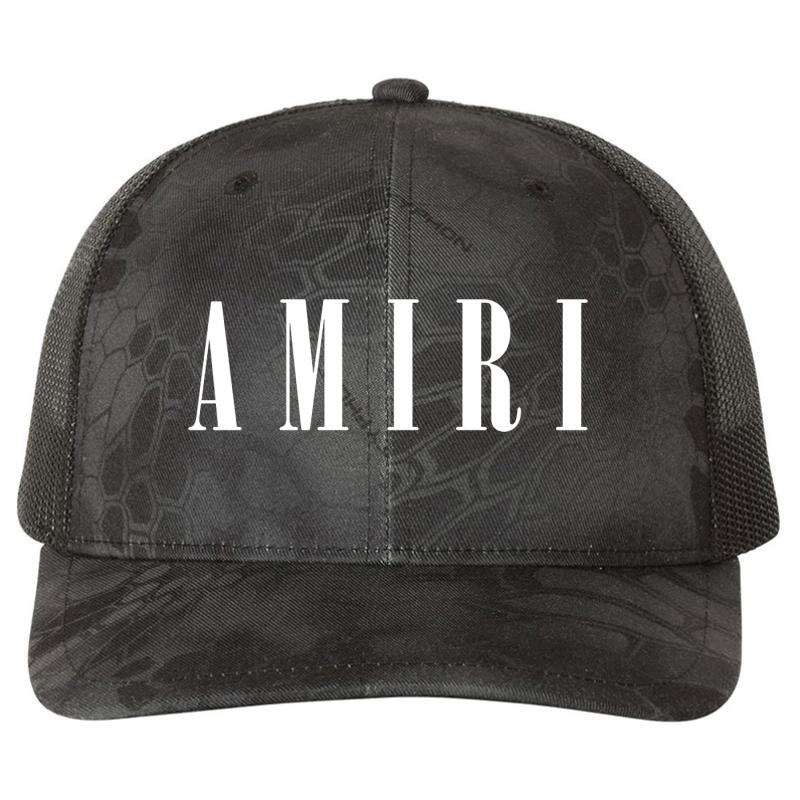 Amiri White Font Richardson Premium Trucker Snapback Cap  Kryptek Typhon Black