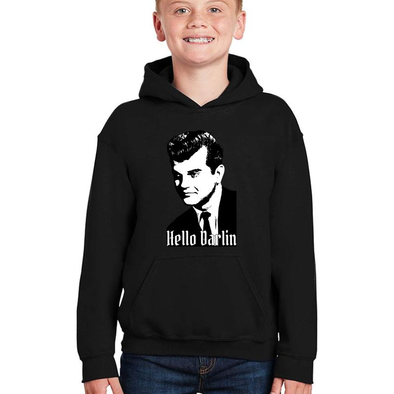 Vintage Conway Twitty Hello Darlin Youth Hooded Sweatshirt Boy Black