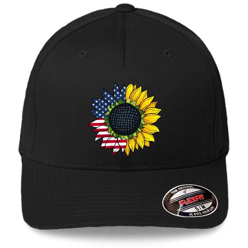 American Sunflower Flexfit Baseball Cap  Black