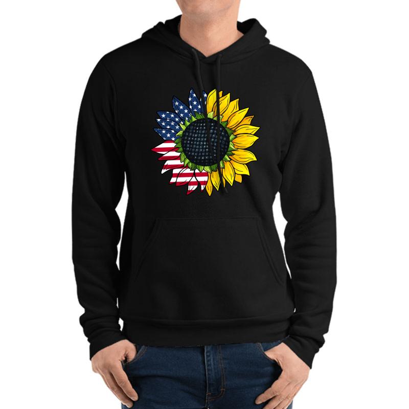 American Sunflower Unisex Hooded Sweatshirt Men Black