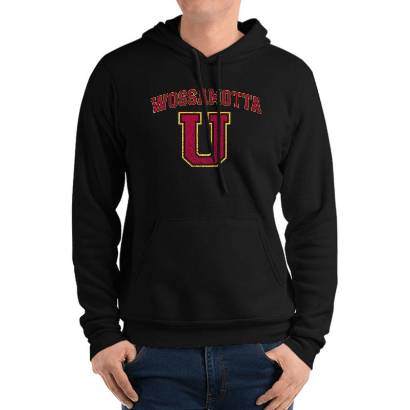 Wossamotta U Unisex Hooded Sweatshirt Men Black