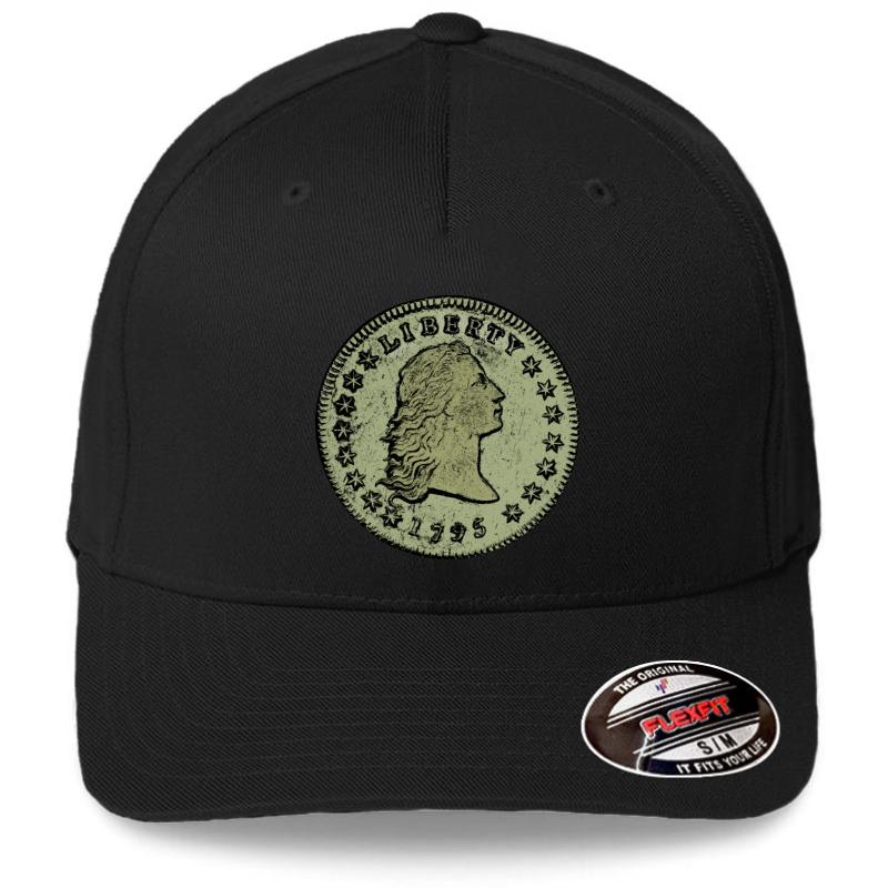 1795 Flowing Hair Silver Dollar Flexfit Baseball Cap  Black