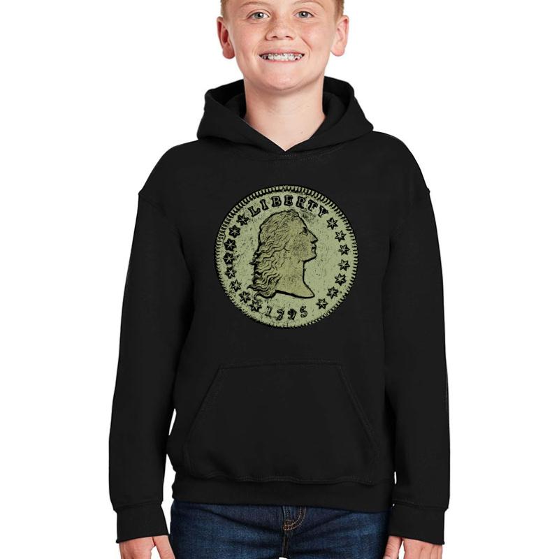 1795 Flowing Hair Silver Dollar Youth Hooded Sweatshirt Boy Black