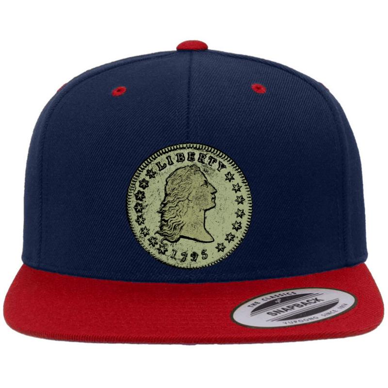 1795 Flowing Hair Silver Dollar Premium Flat Bill Snapback Cap  Navy