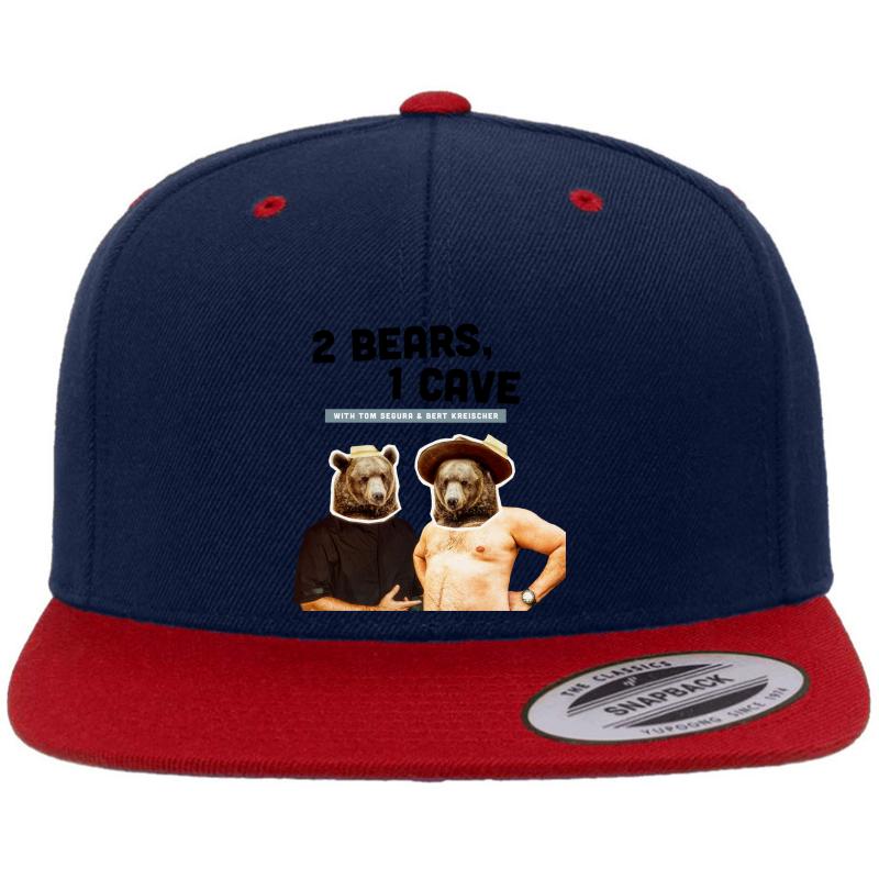 2 Bears 1 Cave Original Podcast Premium Flat Bill Snapback Cap  Navy