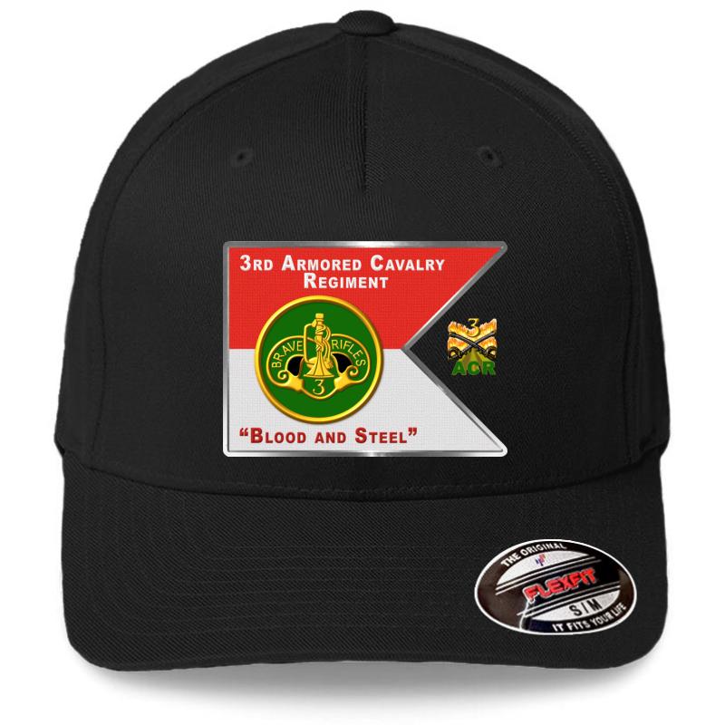 3Rd Armored Cavalry Regiment Acr Brave Rifles  Flexfit Baseball Cap  Black