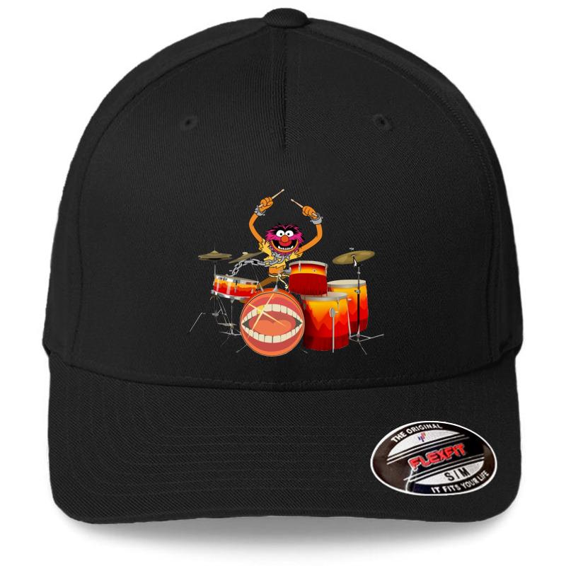 Animal Drummer The Muppet's Show Flexfit Baseball Cap  Black