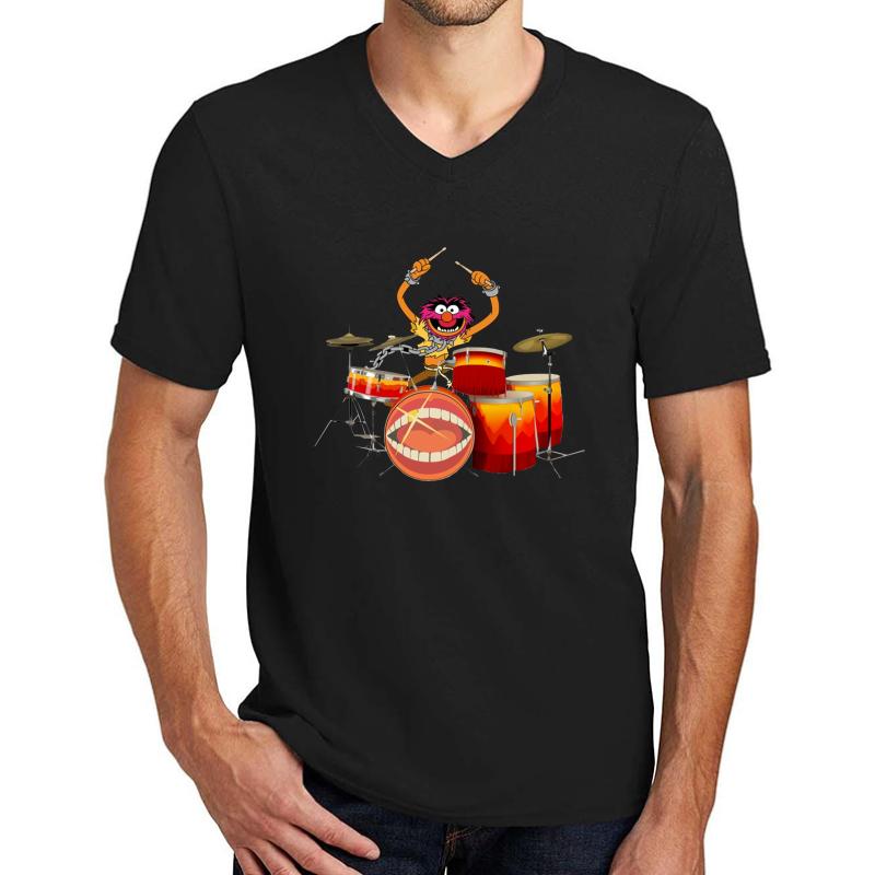 Animal Drummer The Muppet's Show Unisex V-Neck T-Shirt Men Black