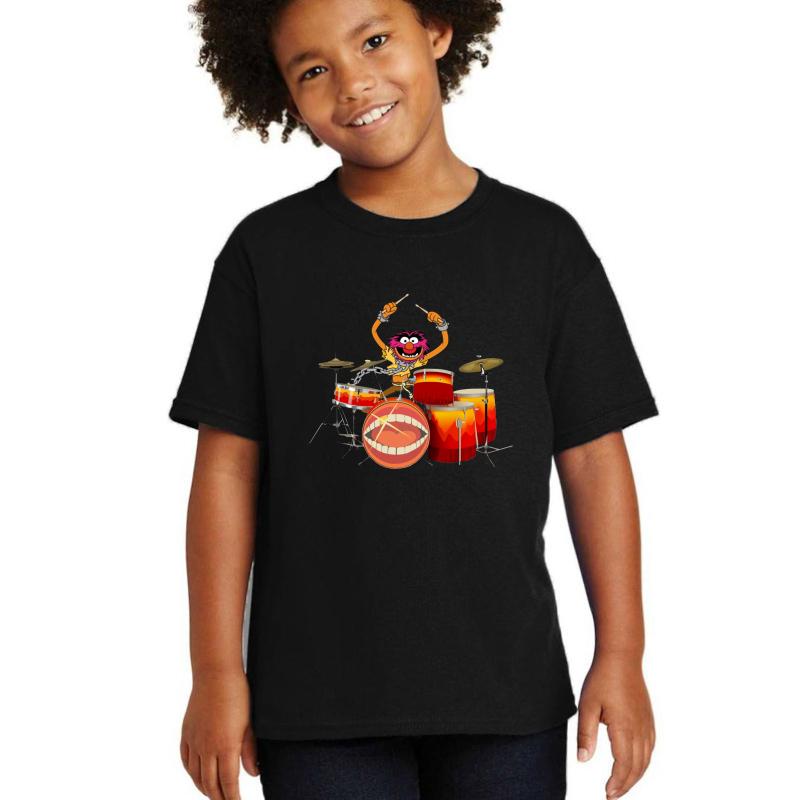 Animal Drummer The Muppet's Show Youth T-Shirt Boy Black