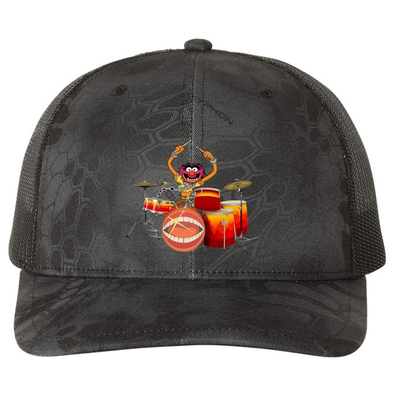 Animal Drummer The Muppet's Show Richardson Premium Trucker Snapback Cap  Kryptek Typhon Black