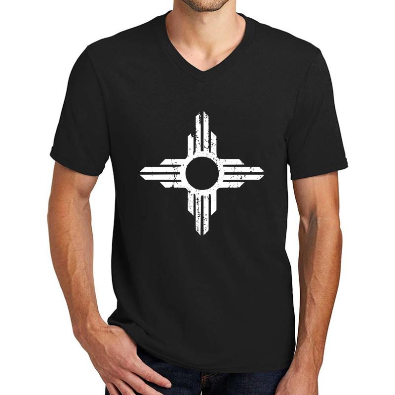 Zia Symbol Unisex V-Neck T-Shirt Men Black