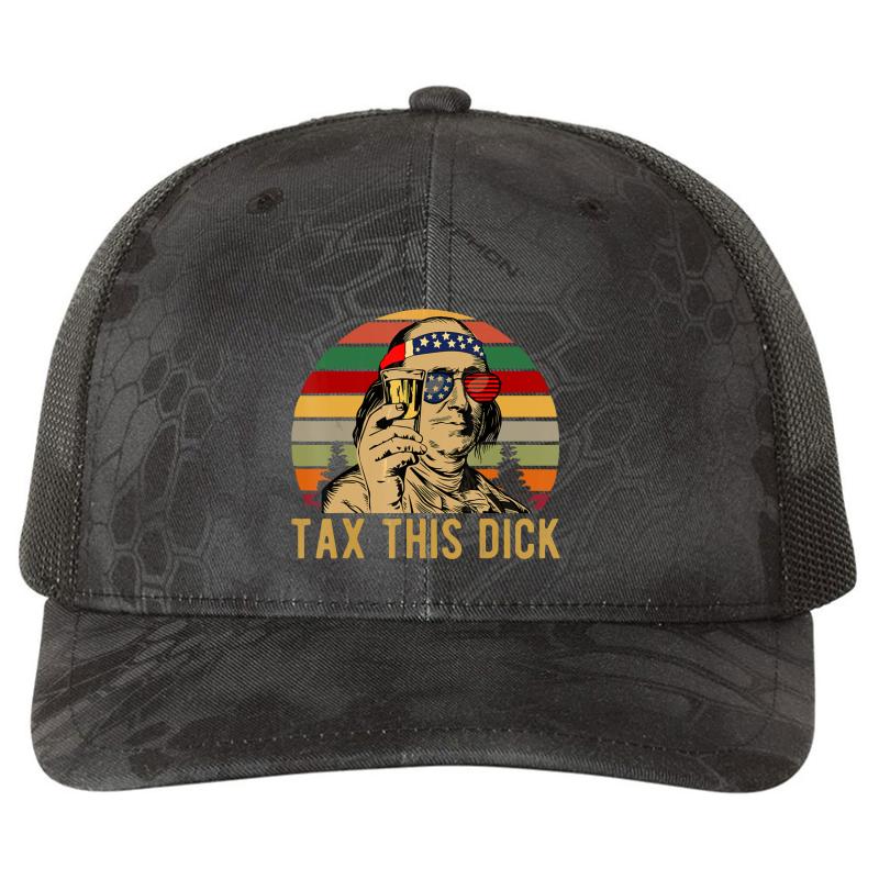 4Th Of July Benjamin Franklin Tax This Dick Vintage Richardson Premium Trucker Snapback Cap  Kryptek Typhon Black