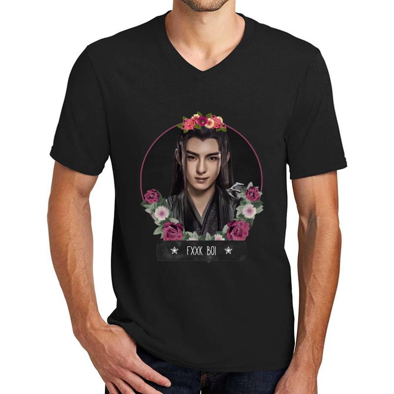 Xue Yang Unisex V-Neck T-Shirt Men Black