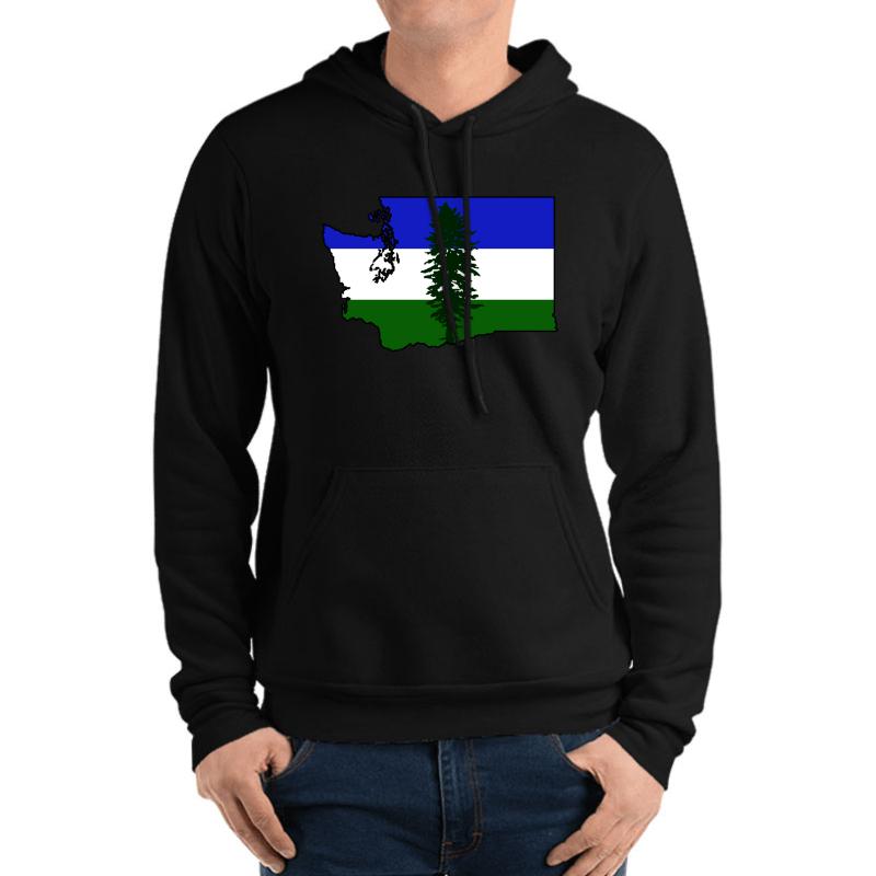 Washington State Cascadia Flag Unisex Hooded Sweatshirt Men Black