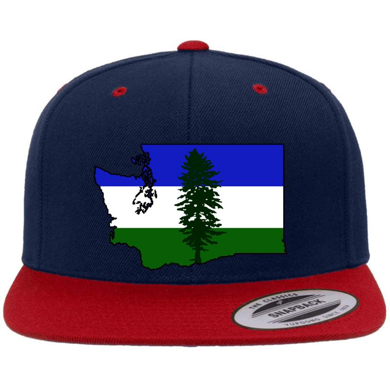 Washington State Cascadia Flag Premium Flat Bill Snapback Cap  Navy