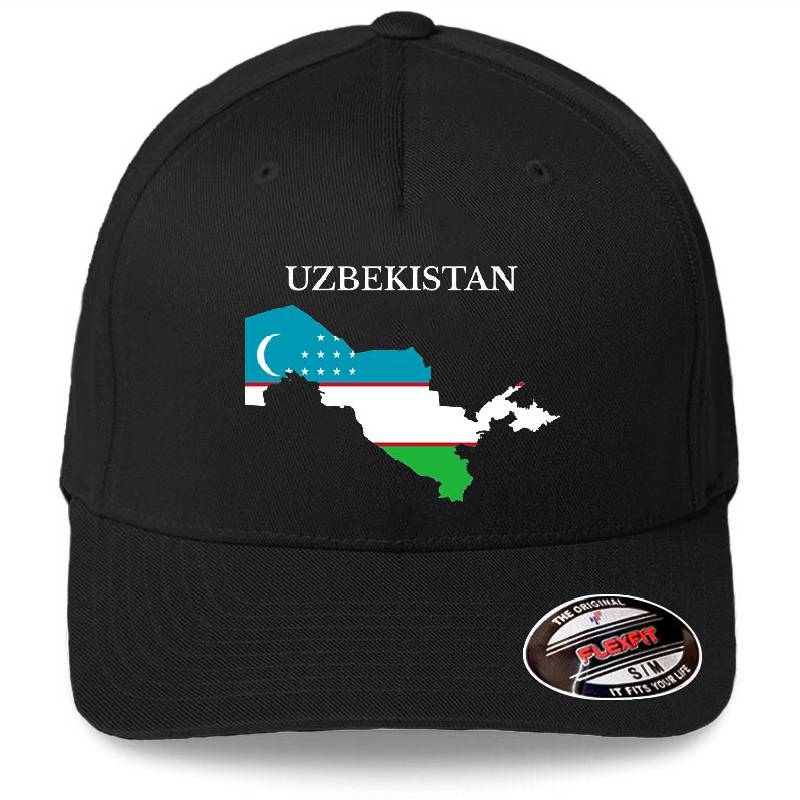 Uzbekistan Map Flag Premium Flat Bill Snapback Caps