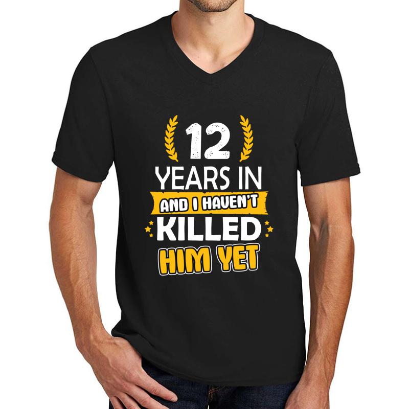 12 Th Anniversary Gifts For Her 12 Anniversary Gift 12 Wedding Anniversary Gift Funny Anniversary Gift Unisex V-Neck T-Shirt Men Black