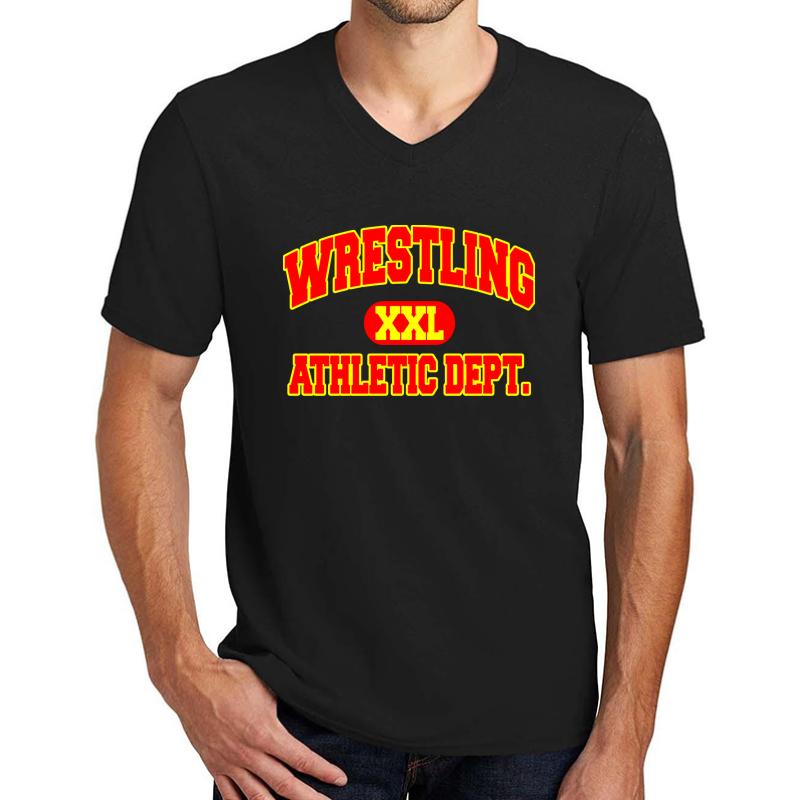 Wrestling Athletic Department Unisex V-Neck T-Shirt Men Black