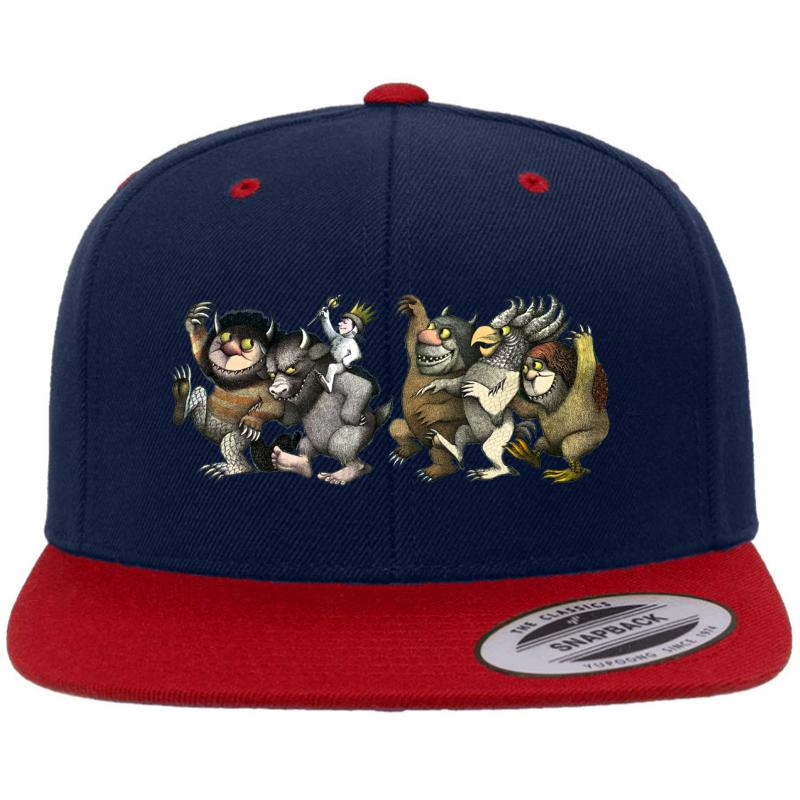 Wild Things Romp Graphic Premium Flat Bill Snapback Cap  Navy