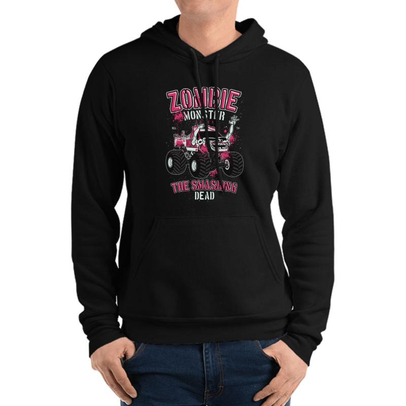 Zombie Monster Smashing Truck - Diecast Design Unisex Hooded Sweatshirt Men Black