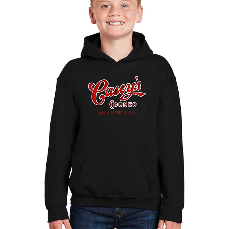 Vintage Casey's Corner Main Street Usa Retro Shirt Youth Hooded Sweatshirt Boy Black