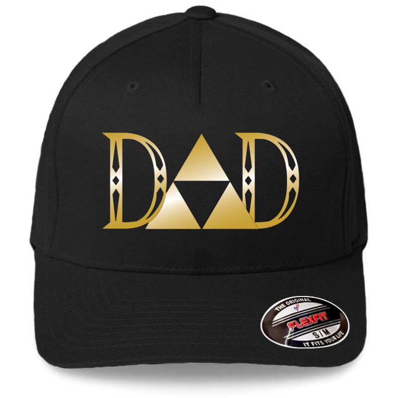 Zelda Inspired Dad Shirt Fathers Day Gaming Gamer Nintendo Retro Flexfit Baseball Cap  Black