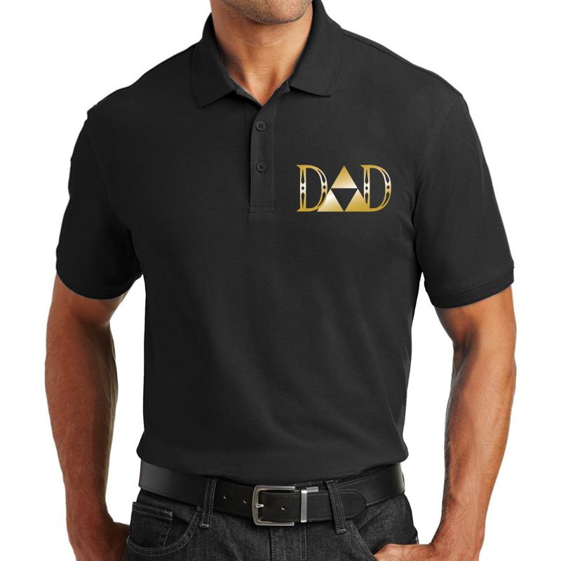 Zelda Inspired Dad Shirt Fathers Day Gaming Gamer Nintendo Retro Unisex Polo Jersey Sport Shirt Men Black