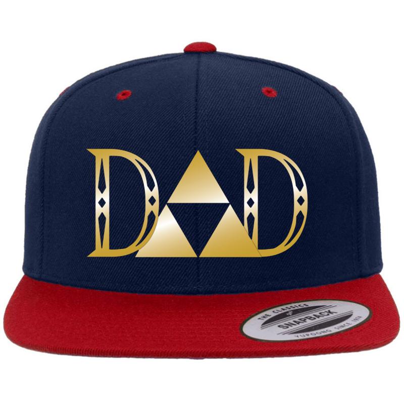 Zelda Inspired Dad Shirt Fathers Day Gaming Gamer Nintendo Retro Premium Flat Bill Snapback Cap  Navy