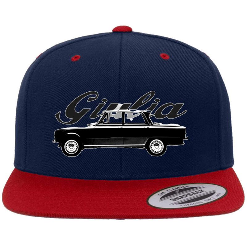 Alfa Romeo Giulia Black  Premium Flat Bill Snapback Cap  Navy