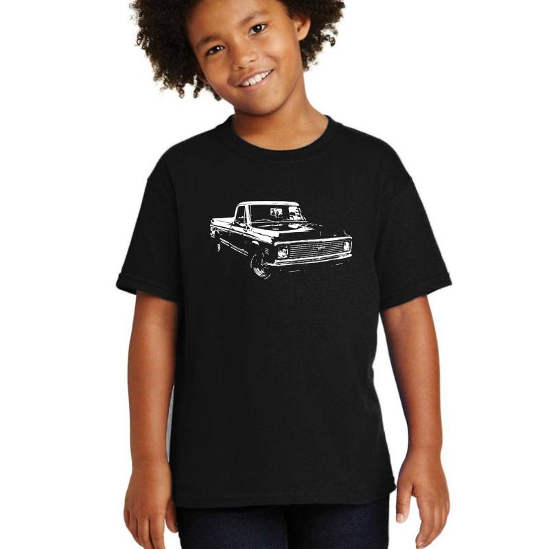 1971 Chevrolet C10 Youth T-Shirt Boy Black