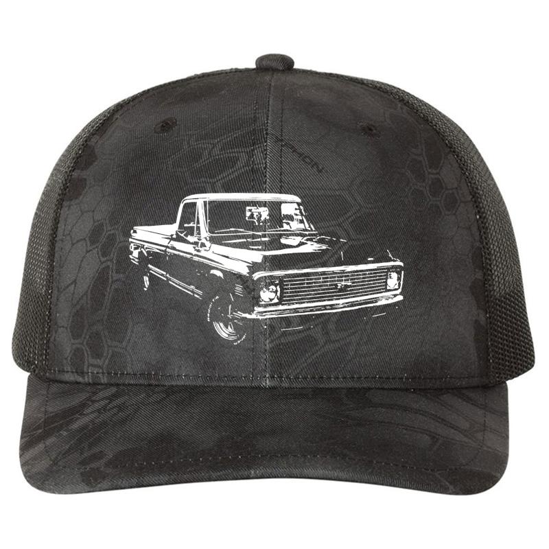 1971 Chevrolet C10 Richardson Premium Trucker Snapback Cap  Kryptek Typhon Black