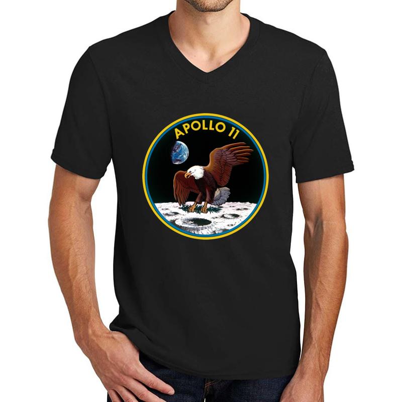 Apollo 11 Mission Logo Unisex V-Neck T-Shirt Men Black