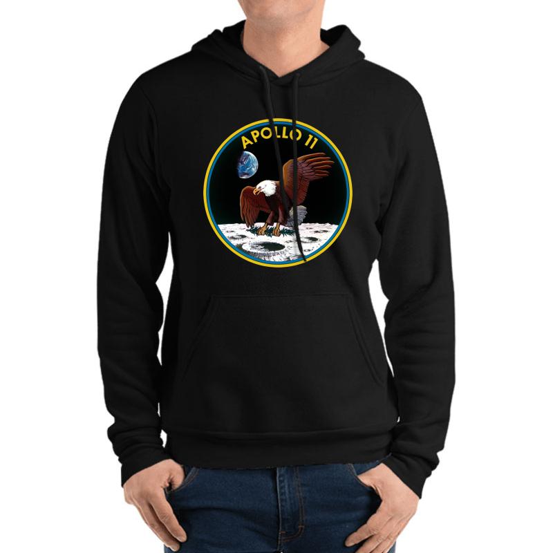 Apollo 11 Mission Logo Unisex Hooded Sweatshirt Men Black