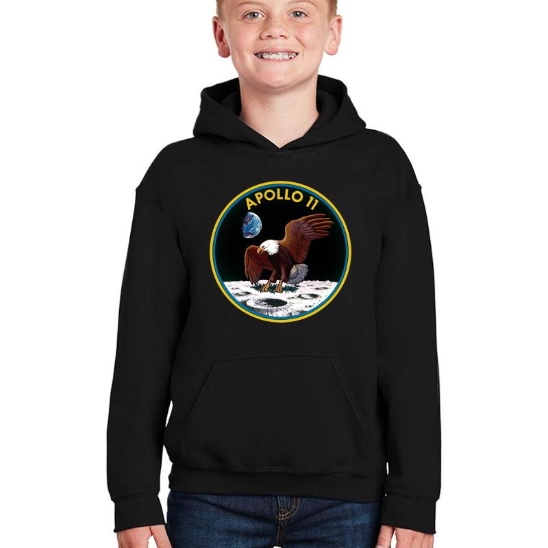 Apollo 11 Mission Logo Youth Hooded Sweatshirt Boy Black