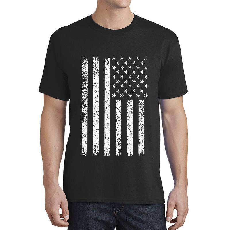 Distressed American US Flag Unisex V-Neck T-Shirts