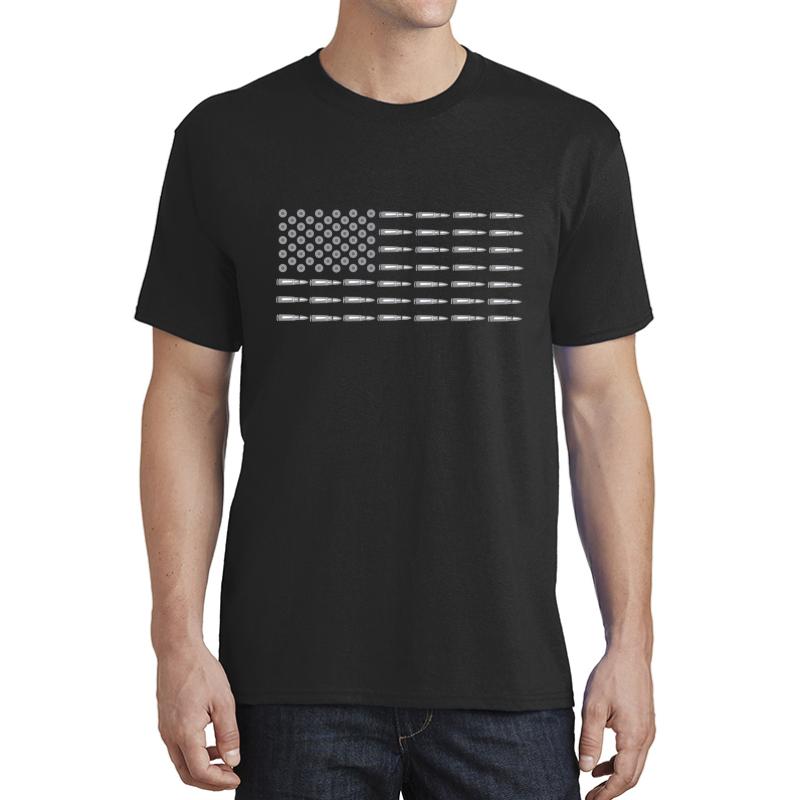 American Bullet Flag Design Unisex T-Shirt Men Black