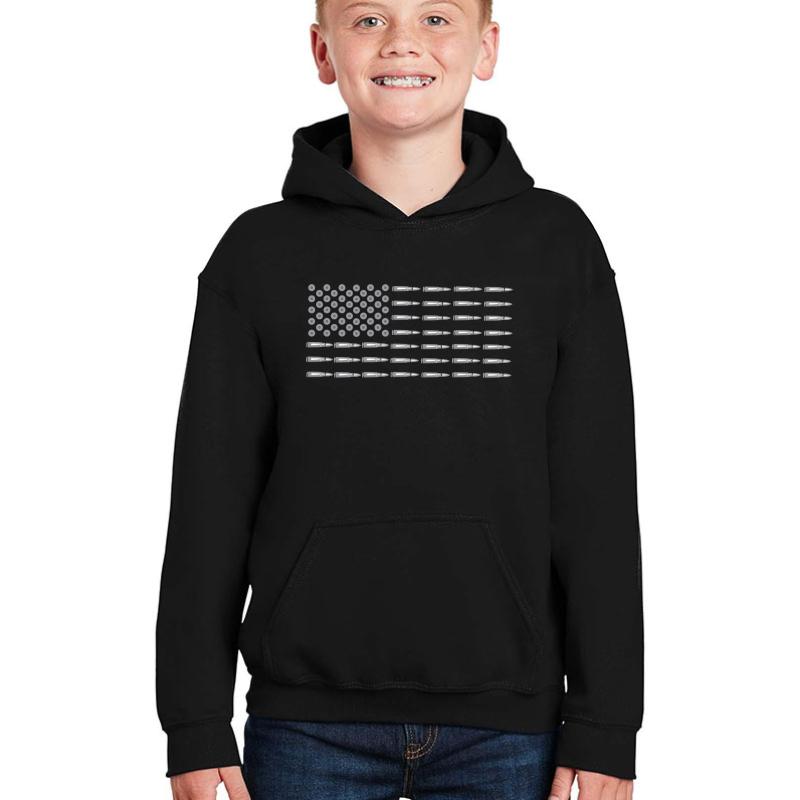 American Bullet Flag Design Youth Hooded Sweatshirt Boy Black