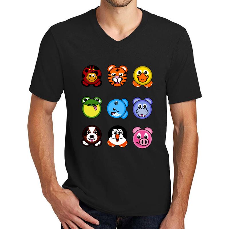 2000S Nostalgia Zoopals Plates Unisex V-Neck T-Shirt Men Black