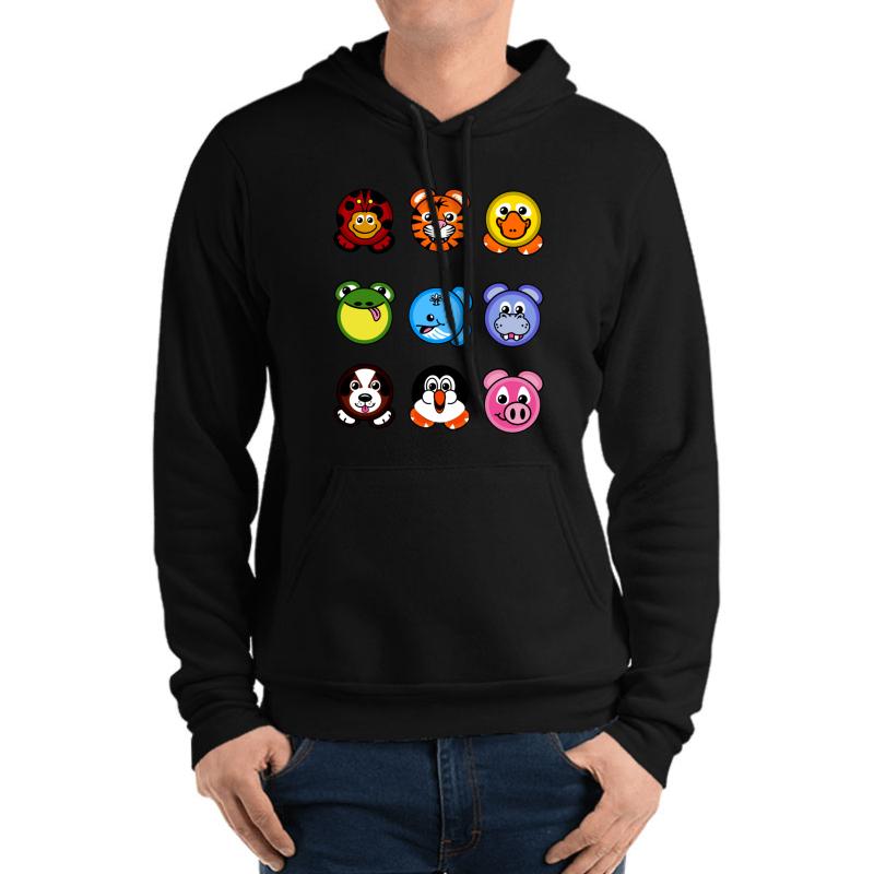 2000S Nostalgia Zoopals Plates Unisex Hooded Sweatshirt Men Black