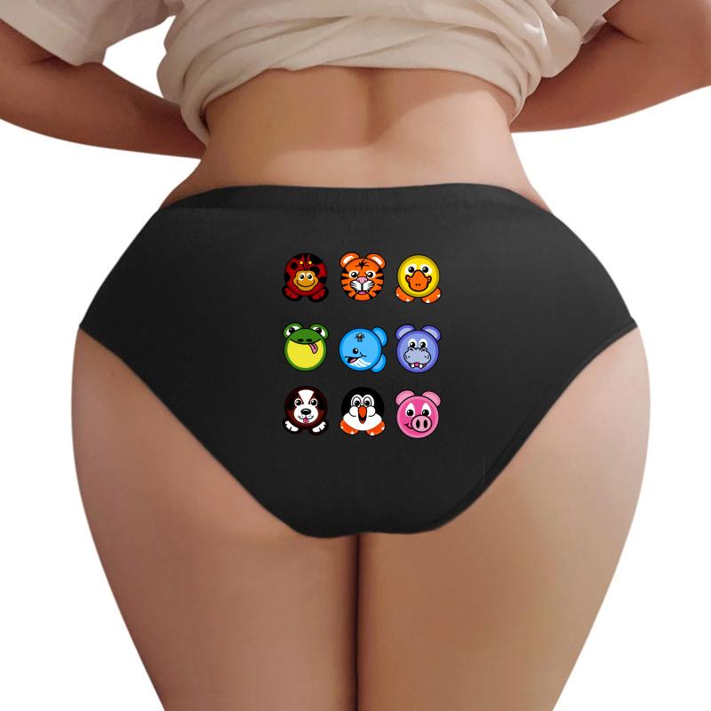 2000S Nostalgia Zoopals Plates Women Underwear Panties Women Black