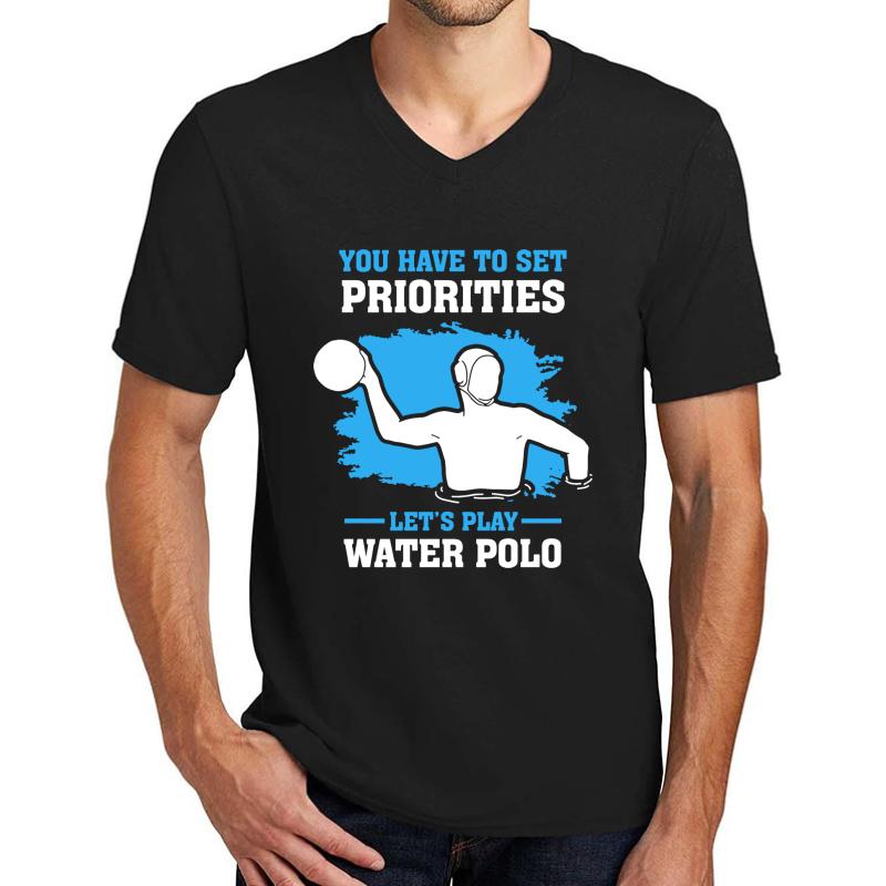 Waterpolo Water Polo Priorities Unisex V-Neck T-Shirt Men Black