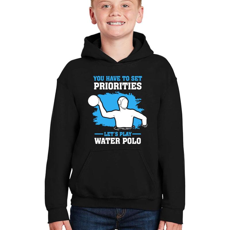 Waterpolo Water Polo Priorities Youth Hooded Sweatshirt Boy Black