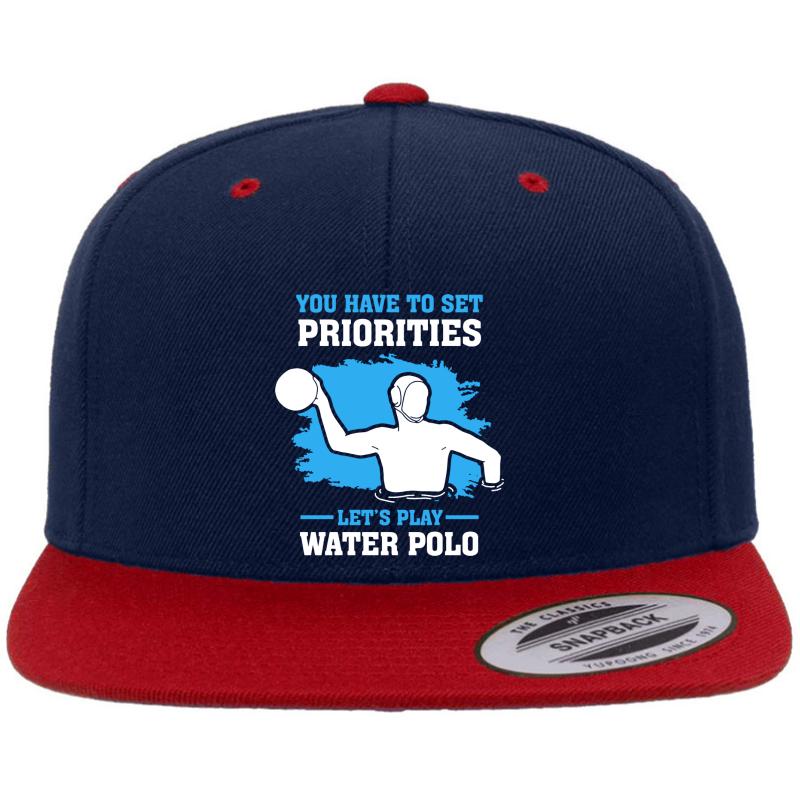 Waterpolo Water Polo Priorities Premium Flat Bill Snapback Cap  Navy