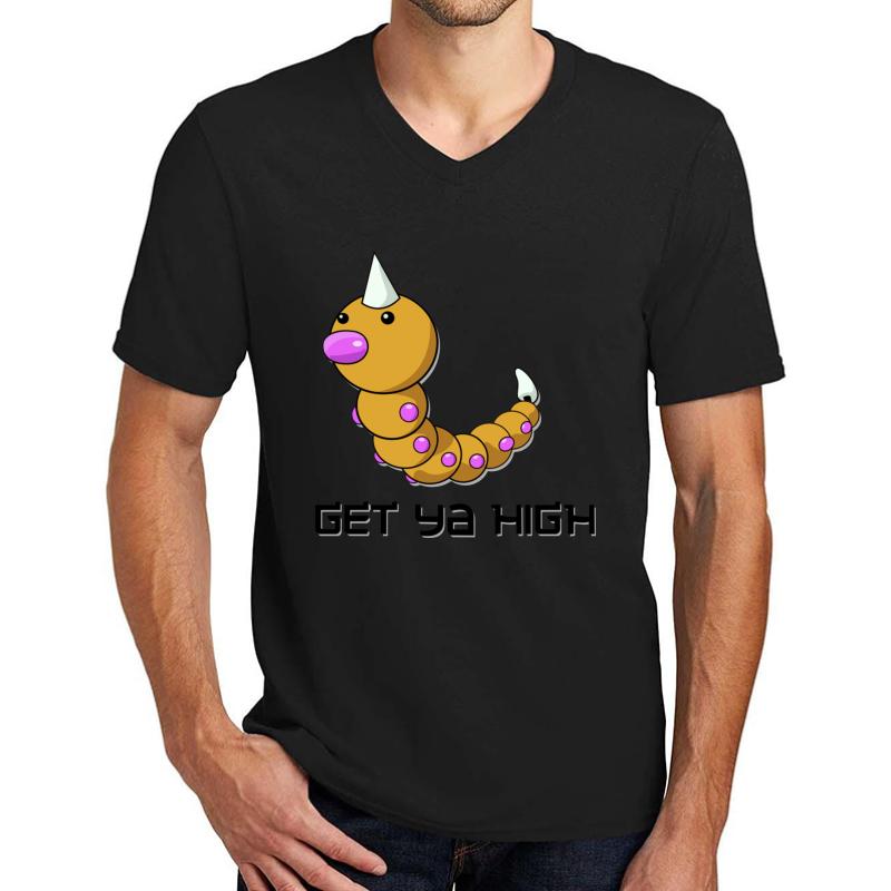 Weedle Get Ya High Unisex V-Neck T-Shirt Men Black