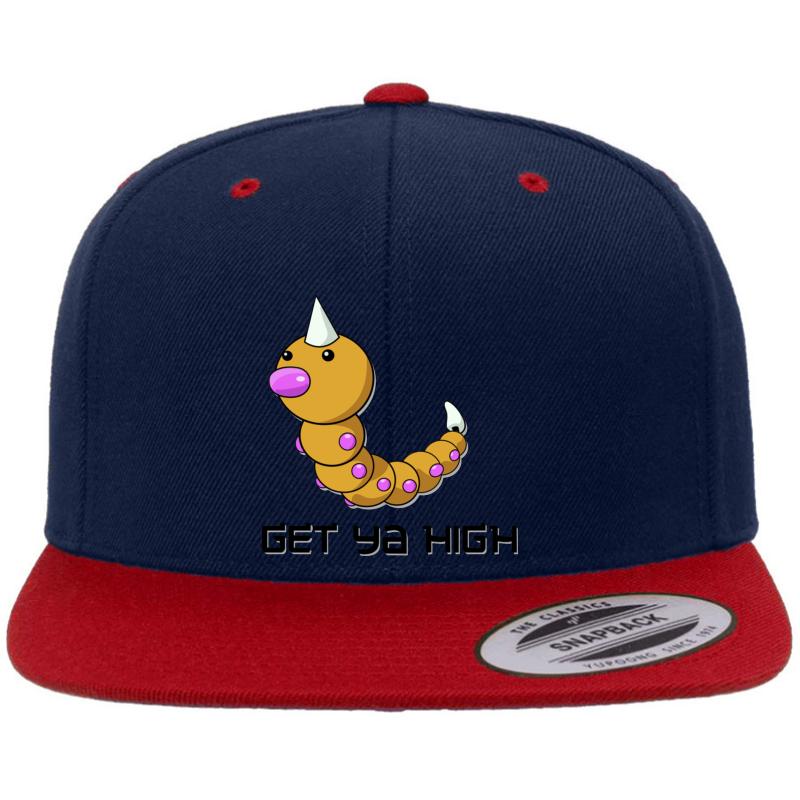 Weedle Get Ya High Premium Flat Bill Snapback Cap  Navy