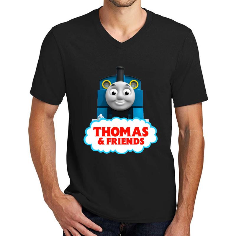 Thomas The Tank Engine Title Unisex V-Neck T-Shirt Men Black