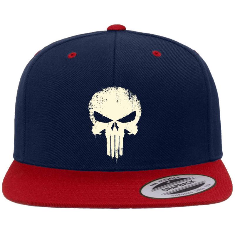 Vintage Punisher Premium Flat Bill Snapback Cap  Navy