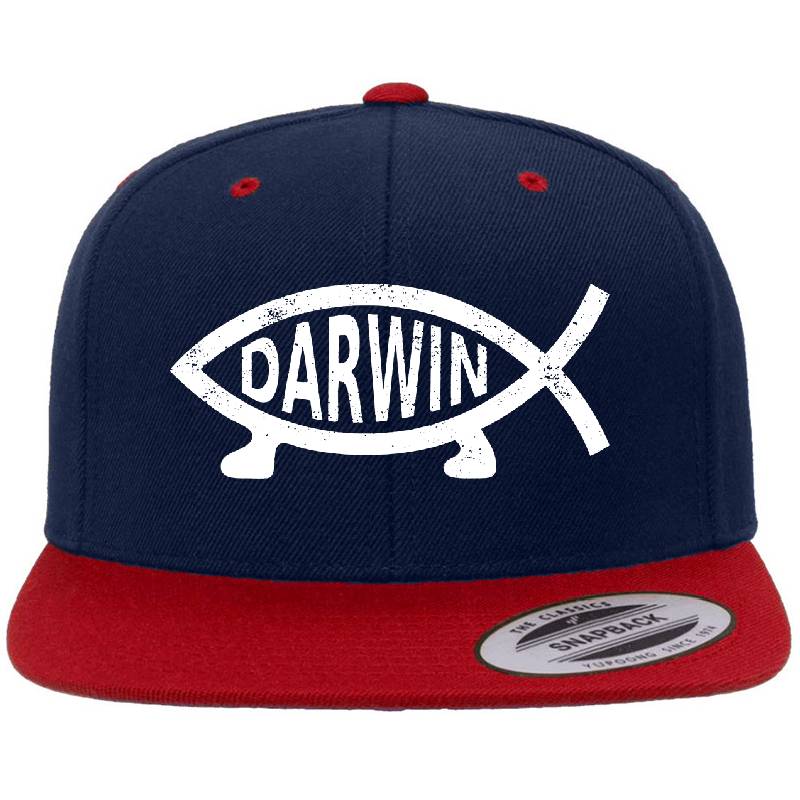 Darwin Fish Distressed Design  Richardson Premium Trucker Snapback Caps