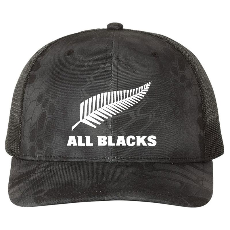 All Blacks Newzealand Rugby Richardson Premium Trucker Snapback Cap  Kryptek Typhon Black