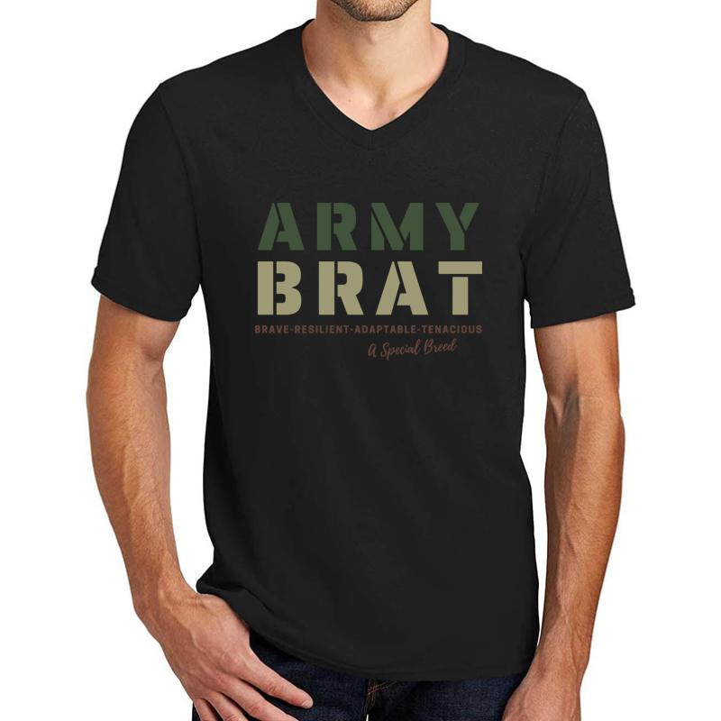 Army Brat Unisex V-Neck T-Shirt Men Black